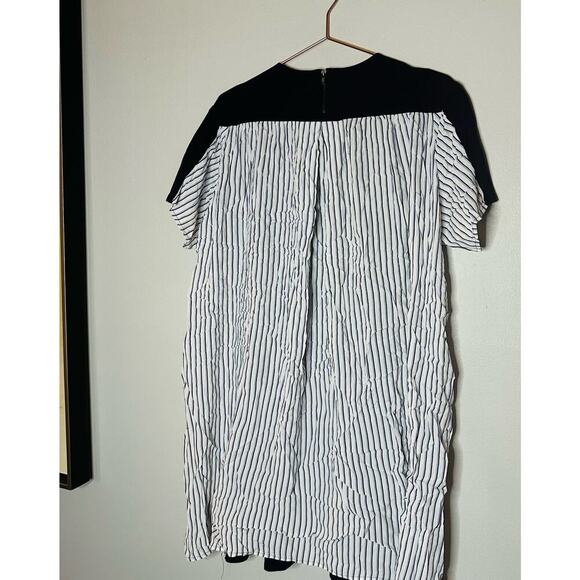 Slate & Willow Maternity Navy Stripe Crepe Pleated Back Shift Dress Size Large - Picture 12 of 12